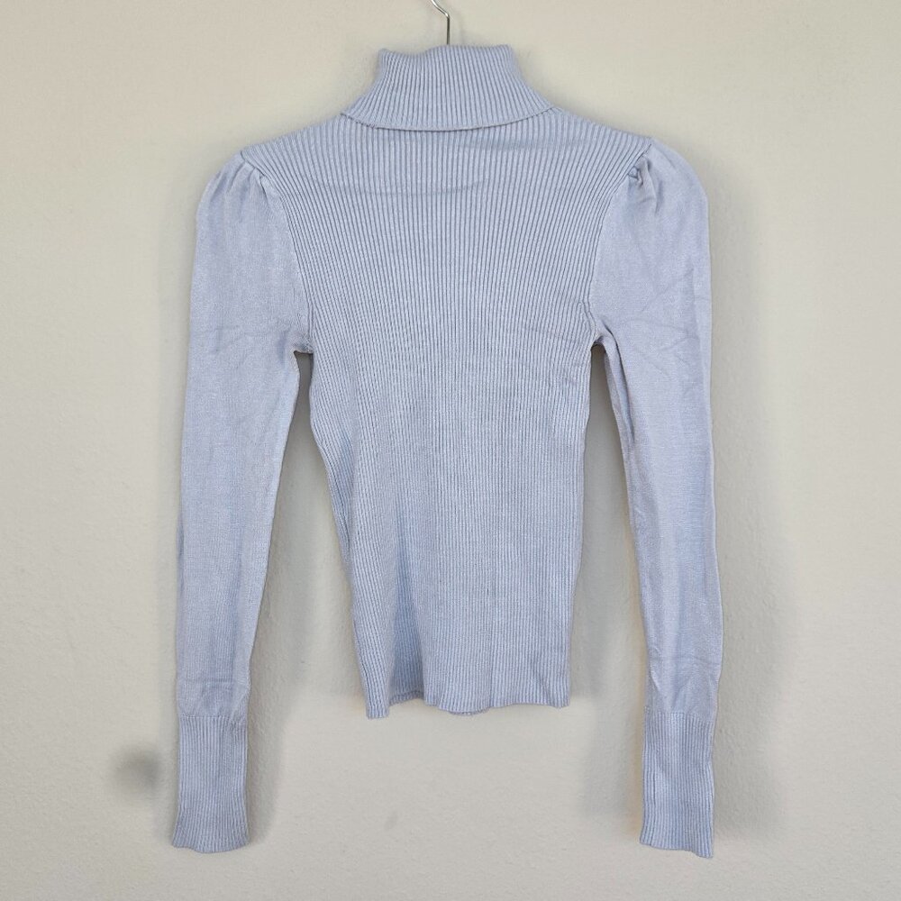 Pale Blue Ribbed Turtleneck – Size M (Fits Like S)